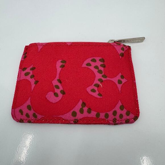 Marimekko for Clinique zip coin purse case change wallet 4"x3" red pink NEW - Picture 2 of 6